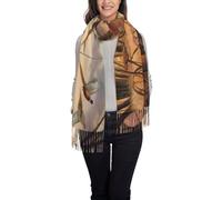 SamLng Pheasant Hunting Print Tassel Scarf â€“ Soft Satin Square Wraps, Versatile Travel Accessory for Fall, Winter, and Spring