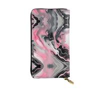 SamLng Pink Abstract Ink Marble Gray Artistic Print Leather Long Clutch Wallet for Women â€“ Fashionable, and Lightweight Waterproof Leather Wallet, Black, One Size