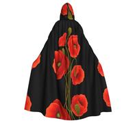 SamLng poppy flowers Hooded Cloak - Adult Role Play Costume Cosplay - Perfect for Christmas, Wizard, Magician Themed Parties