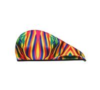 SamLng Rainbow Color Stripe Coral Velvet Dry Hair Cap - Perfect for Home, Travel, Pool Parties, Beaches, Baths, and More