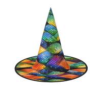 SamLng Rainbow Fish Scale Halloween Witch Hat for Adults - Party Hat for Masquerade, Carnival, Cosplay - Pointed Horn Decoration Cap