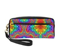 SamLng Reusable Cosmetic Makeup Bag â€“ Bright Color Print Leather Small Makeup Bag for Travel, Toiletry Organizer with Zipper, Black, One Size