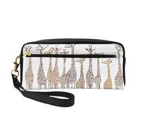 SamLng Reusable Cosmetic Makeup Bag â€“ Cute Cartoon Funny Giraffes Print Leather Small Makeup Bag for Travel, Toiletry Organizer with Zipper, Black, One Size