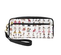 SamLng Reusable Cosmetic Makeup Bag – Cute Chihuahua Pug Pattern Print Leather Small Makeup Bag for Travel, Toiletry Organizer with Zipper, Black, One Size