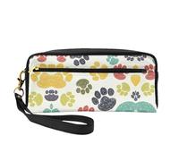 SamLng Reusable Cosmetic Makeup Bag â€“ Cute Colorful Dog Paw Print Leather Small Makeup Bag for Travel, Toiletry Organizer with Zipper, Black, One Size