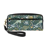 SamLng Reusable Cosmetic Makeup Bag – Cute dinosaur Print Leather Small Makeup Bag for Travel, Toiletry Organizer with Zipper, Black, One Size