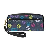 SamLng Reusable Cosmetic Makeup Bag – Cute dog paw Print Leather Small Makeup Bag for Travel, Toiletry Organizer with Zipper, Black, One Size