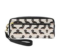 SamLng Reusable Cosmetic Makeup Bag â€“ Cute Dog Print Leather Small Makeup Bag for Travel, Toiletry Organizer with Zipper, Black, One Size