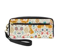 SamLng Reusable Cosmetic Makeup Bag â€“ Cute Floral Animal Pattern Print Leather Small Makeup Bag for Travel, Toiletry Organizer with Zipper, Black, One Size