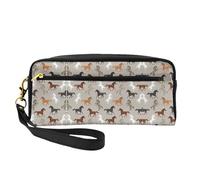 SamLng Reusable Cosmetic Makeup Bag â€“ Cute Horse Print Leather Small Makeup Bag for Travel, Toiletry Organizer with Zipper, Black, One Size