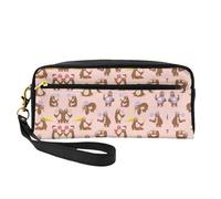 SamLng Reusable Cosmetic Makeup Bag â€“ Cute Sloth Print Leather Small Makeup Bag for Travel, Toiletry Organizer with Zipper, Black, One Size