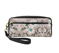 SamLng Reusable Cosmetic Makeup Bag â€“ Daisy Flowers Print Leather Small Makeup Bag for Travel, Toiletry Organizer with Zipper, Black, One Size