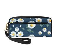 SamLng Reusable Cosmetic Makeup Bag â€“ daisy' Print Leather Small Makeup Bag for Travel, Toiletry Organizer with Zipper, Black, One Size