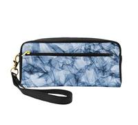 SamLng Reusable Cosmetic Makeup Bag â€“ dark blue marble Print Leather Small Makeup Bag for Travel, Toiletry Organizer with Zipper, Black, One Size