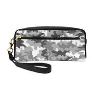 SamLng Reusable Cosmetic Makeup Bag â€“ Digital Camo Print Leather Small Makeup Bag for Travel, Toiletry Organizer with Zipper, Black, One Size