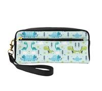 SamLng Reusable Cosmetic Makeup Bag â€“ Dinosaur pattern Print Leather Small Makeup Bag for Travel, Toiletry Organizer with Zipper, Black, One Size