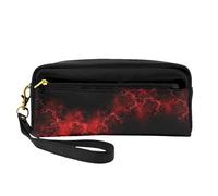 SamLng Reusable Cosmetic Makeup Bag â€“ Explosion Burst Red Black Print Leather Small Makeup Bag for Travel, Toiletry Organizer with Zipper, Black, One Size