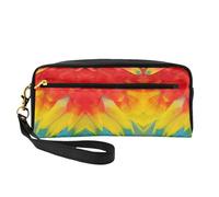SamLng Reusable Cosmetic Makeup Bag â€“ Fantastic Parrot Feather Print Leather Small Makeup Bag for Travel, Toiletry Organizer with Zipper, Black, One Size