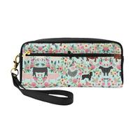 SamLng Reusable Cosmetic Makeup Bag â€“ Farm animal Print Leather Small Makeup Bag for Travel, Toiletry Organizer with Zipper, Black, One Size