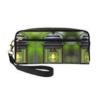 SamLng Reusable Cosmetic Makeup Bag – Firefly and Lantern Print Leather Small Makeup Bag for Travel, Toiletry Organizer with Zipper, Black, One Size