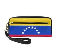 SamLng Reusable Cosmetic Makeup Bag â€“ Flag of Venezuela Print Leather Small Makeup Bag for Travel, Toiletry Organizer with Zipper, Black, One Size