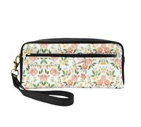 SamLng Reusable Cosmetic Makeup Bag â€“ Flower and Bird Print Leather Small Makeup Bag for Travel, Toiletry Organizer with Zipper, Black, One Size