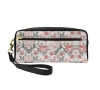 SamLng Reusable Cosmetic Makeup Bag – Flower Paris Eiffel Tower Print Leather Small Makeup Bag for Travel, Toiletry Organizer with Zipper, Black, One Size