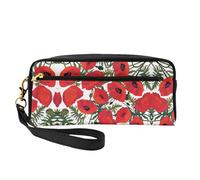 SamLng Reusable Cosmetic Makeup Bag – Flower Pattern Print Leather Small Makeup Bag for Travel, Toiletry Organizer with Zipper, Black, One Size