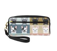 SamLng Reusable Cosmetic Makeup Bag â€“ french bulldog Print Leather Small Makeup Bag for Travel, Toiletry Organizer with Zipper, Black, One Size