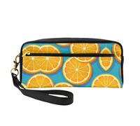 SamLng Reusable Cosmetic Makeup Bag â€“ Fresh Orange Fruit Print Leather Small Makeup Bag for Travel, Toiletry Organizer with Zipper, Black, One Size