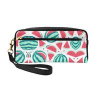 SamLng Reusable Cosmetic Makeup Bag â€“ Fruits Watermelon Print Leather Small Makeup Bag for Travel, Toiletry Organizer with Zipper, Black, One Size