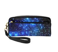 SamLng Reusable Cosmetic Makeup Bag – Galaxy Stars Print Leather Small Makeup Bag for Travel, Toiletry Organizer with Zipper, Black, One Size