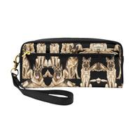 SamLng Reusable Cosmetic Makeup Bag â€“ German shepherd dog Print Leather Small Makeup Bag for Travel, Toiletry Organizer with Zipper, Black, One Size