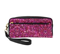 SamLng Reusable Cosmetic Makeup Bag â€“ Glitter pattern Print Leather Small Makeup Bag for Travel, Toiletry Organizer with Zipper, Black, One Size
