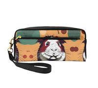 SamLng Reusable Cosmetic Makeup Bag – Guinea Pig pattern Print Leather Small Makeup Bag for Travel, Toiletry Organizer with Zipper, Black, One Size