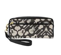 SamLng Reusable Cosmetic Makeup Bag â€“ Guitar pattern Print Leather Small Makeup Bag for Travel, Toiletry Organizer with Zipper, Black, One Size