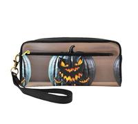SamLng Reusable Cosmetic Makeup Bag – halloween Bat Pumpkin Print Leather Small Makeup Bag for Travel, Toiletry Organizer with Zipper, Black, One Size