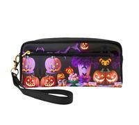 SamLng Reusable Cosmetic Makeup Bag – halloween carnival party Print Leather Small Makeup Bag for Travel, Toiletry Organizer with Zipper, Black, One Size