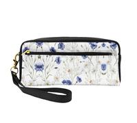 SamLng Reusable Cosmetic Makeup Bag â€“ Hand Drawn Flower Print Leather Small Makeup Bag for Travel, Toiletry Organizer with Zipper, Black, One Size
