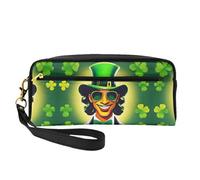 SamLng Reusable Cosmetic Makeup Bag â€“ Happy St Patrick's Day Print Leather Small Makeup Bag for Travel, Toiletry Organizer with Zipper, Black, One Size