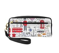 SamLng Reusable Cosmetic Makeup Bag – I Love London Print Leather Small Makeup Bag for Travel, Toiletry Organizer with Zipper, Black, One Size