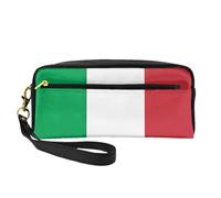 SamLng Reusable Cosmetic Makeup Bag â€“ italy flag Print Leather Small Makeup Bag for Travel, Toiletry Organizer with Zipper, Black, One Size