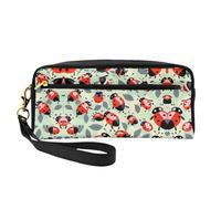 SamLng Reusable Cosmetic Makeup Bag â€“ Ladybugs Cartoon Pattern Print Leather Small Makeup Bag for Travel, Toiletry Organizer with Zipper, Black, One Size