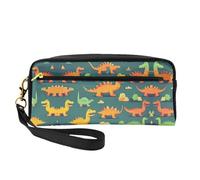 SamLng Reusable Cosmetic Makeup Bag â€“ many small Dinosaur Print Leather Small Makeup Bag for Travel, Toiletry Organizer with Zipper, Black, One Size