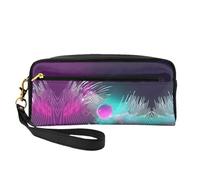 SamLng Reusable Cosmetic Makeup Bag â€“ Music sound wave Print Leather Small Makeup Bag for Travel, Toiletry Organizer with Zipper, Black, One Size