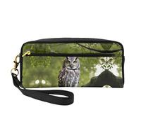 SamLng Reusable Cosmetic Makeup Bag â€“ Owl Tree Branches Print Leather Small Makeup Bag for Travel, Toiletry Organizer with Zipper, Black, One Size