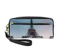 SamLng Reusable Cosmetic Makeup Bag – Paris Eiffel Tower Print Leather Small Makeup Bag for Travel, Toiletry Organizer with Zipper, Black, One Size