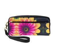 SamLng Reusable Cosmetic Makeup Bag – Retro flower Print Leather Small Makeup Bag for Travel, Toiletry Organizer with Zipper, Black, One Size