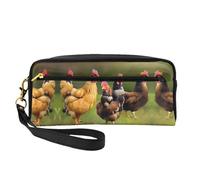 SamLng Reusable Cosmetic Makeup Bag – Rooster Print Leather Small Makeup Bag for Travel, Toiletry Organizer with Zipper, Black, One Size