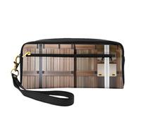 SamLng Reusable Cosmetic Makeup Bag – Teal Barn Door Floral Print Leather Small Makeup Bag for Travel, Toiletry Organizer with Zipper, Black, One Size